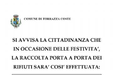 Avviso alla cittadinanza - Raccolta porta a porta festività